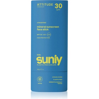 ATTITUDE Sunly Kids Face stick слънцезащитен минерален крем в стик за деца SPF 30 20 гр