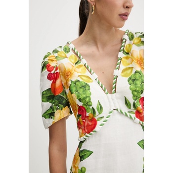 Farm Rio Ленена рокля Farm Rio в бяло дълга разкроена 335815 (335815)