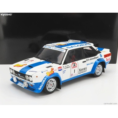 Kyosho Fiat 131 Abarth N 1 Winner Rally 1000 Lakes 1980 M.alen I.kivimaki Bílá Modrá 1:18