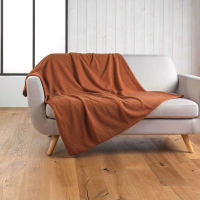 douceur d'intérieur Červenooranžová fleece deka Curly Wooly 180x220