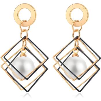 HARAHU Обеците da-27455 - Златна / Черна kp27455 (da-27455)