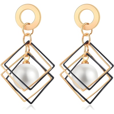 HARAHU Обеците da-27455 - Златна / Черна kp27455 (da-27455)