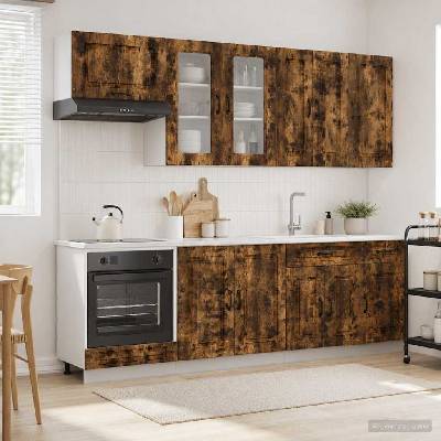 vidaXL Кухненски единица KALMAR 8 pcs Опушен дъб Инженерна дървесина (3438188)