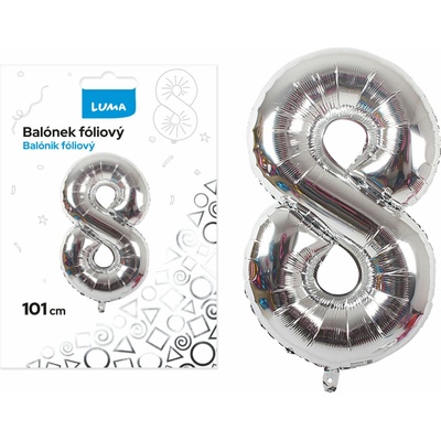 LUMA Balónek foliový č. 8 STŘÍBRNÝ 101 cm