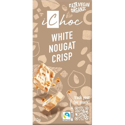 iChoc Vegan BIO bílý nugát/oříšky 80 g