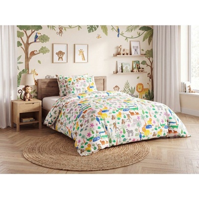 Textilomanie Detské bavlna obliečky JUNGLE DREAM TALES farebné 100% bavlna 70x80 140x200