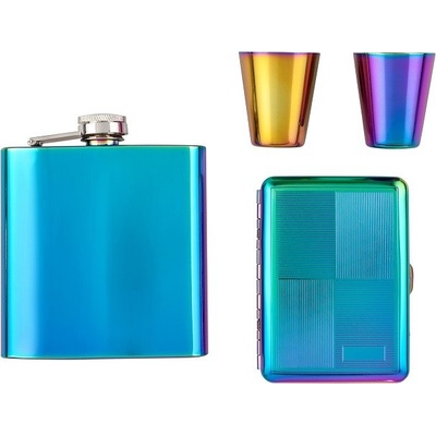 Rainbow Darčekový set placatka pohárky a tabatěrka