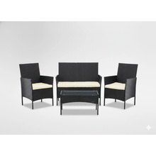 Záhradný ratanový set Aldotrade GardenLine, čierny+ krémové podrúčky