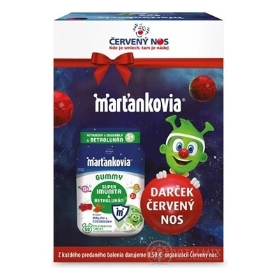 Marťánci Gummy Super Imunita s Betaglukanem malina & borůvka 50 želatinek + dárek červený nos