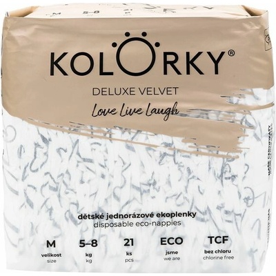 Kolorky DELUXE VELVET Love Live Laugh M 5-8 kg 21 ks