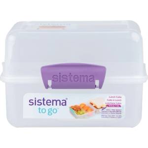 Holmes Products (Europe) Limited Кутия за обяд Sistema Lunch Cube с 2 отделения, 1.4 л, лилава