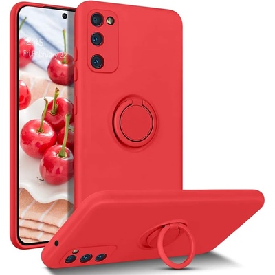 Samsung Кейс Vennus Silicone Ring, за Samsung Galaxy S21 FE, Метален ринг, Защита около камерата, Червен (3568)
