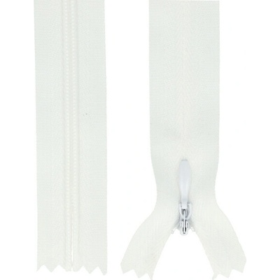 Zips špirálový skrytý 3 mm, 30 cm, nedeliteľný, jazdec dekoratívny - 101