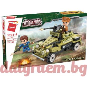 Image 1 of Qman Конструктор qman 1731-4 Военен автомобил с оръдие (q1731-4)