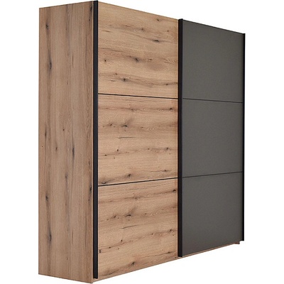 Matis Гардероб с плъзгащи врати ap 230 см дъб артизан / сиво