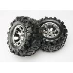 Traxxas Гуми с джанти за Traxxas Summit Tires & wheels, assembled, glued Geode chrome wheels, Canyon TRX5673 (TRX5673)