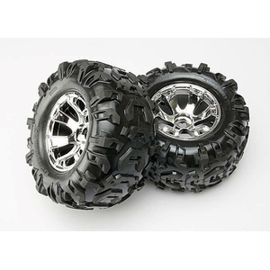 Traxxas Гуми с джанти за Traxxas Summit Tires & wheels, assembled, glued Geode chrome wheels, Canyon TRX5673 (TRX5673)
