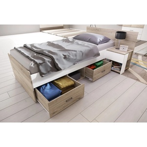 Bogdan Furniture I Легло Mod 2048 за матрак 90/200, Сонома тъмна/Бяло