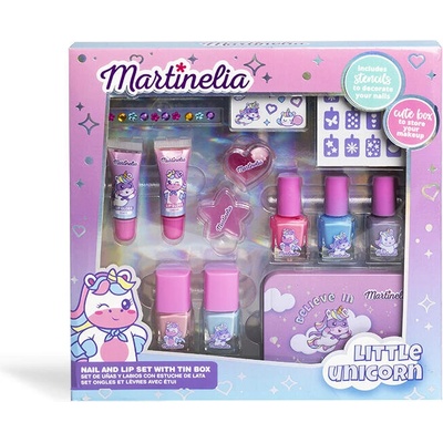 Aquarius Cosmetic Комплект за устни и маникюр в металния кутия, Martinelia, 13 части (MA12020)