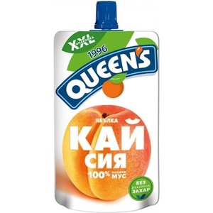 Queen's Плодов мус Кайсия + ябълка Queen's 200гр