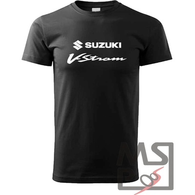 Pánske tričko s moto motívom Suzuki V-Strom 2 čierne