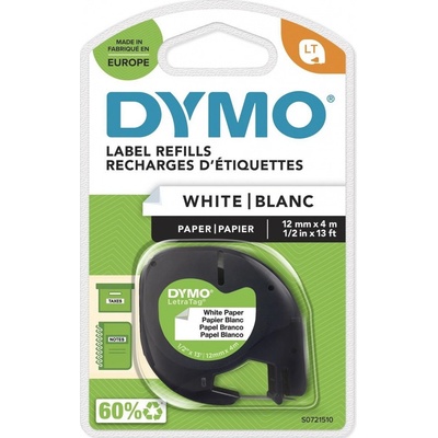 Dymo LetraTag páska papírová 12mm x 4m, bílá, 59421, S0721510