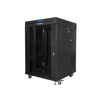 Lanberg Комуникационен шкаф, Lanberg rack cabinet 19" free-standing 15U/600x600 (flat pack) with glass door lcd black v2 (FF01-6615-12BL)