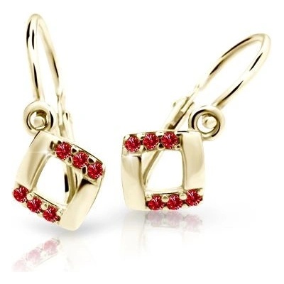 Danfil dětské náušnice C2268 ze žlutého zlata s kamínky Ruby Dark