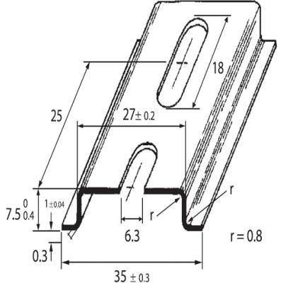 Lišta přístrojová DIN 35x 7,5 perforovaná 2m (otvor 6,3mm) Schmachtl
