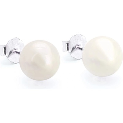 Rafity stříbrné náušnice s bílou perlou E0151PZ-06