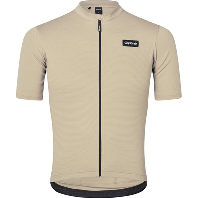 GripGrab Мъжка фланелка с къс ръкав за колоездене GripGrab EXPLR Merinotech Short Sleeve Jersey Cycling jersey - Beige (056-3087-0413)