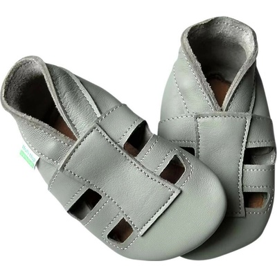 Hopi Hop kožené capáčky Barefoot Sandálky svetlo šedé