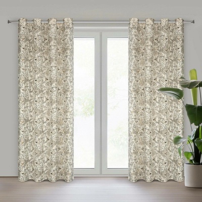 Eurofirany Závěs 140x250 cm matný přírodně zlatý na kovové kroužky LUCINA