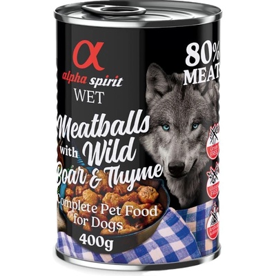 Alpha Spirit 6x400г Dog Meatballs alpha Spirit, консервирана храна за кучета - глиган и мащерка