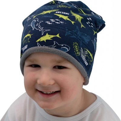 Esito zimní čepice spadená Shark modrá