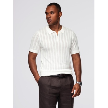 Ombre Clothing Мъжка поло тениска с цип при деколтето - бяла Ombre Clothing | Byal | МЪЖЕ | M