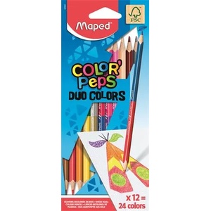 Maped Комплект цветни моливи, с двойни краища, триъгълни, MAPED "ColorPeps Duo", 24 различни цвята 829600FC (829600FC)