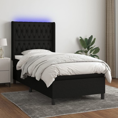 Petrashop 3138511 boxspring postel s matrací a LED černá textil