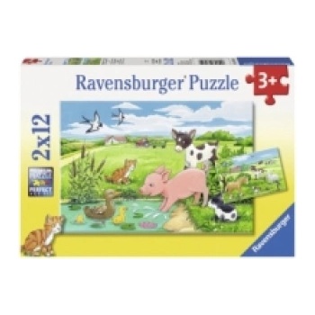 Ravensburger Verlag Ravensburger Kinderpuzzle - 07582 Tierkinder auf dem Land - Puzzle für Kinder ab 3 Jahren, mit 2x12 Teilen