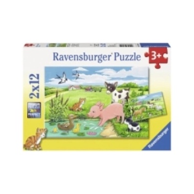 Ravensburger Verlag Ravensburger Kinderpuzzle - 07582 Tierkinder auf dem Land - Puzzle für Kinder ab 3 Jahren, mit 2x12 Teilen