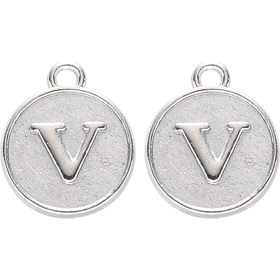 Kovový přívěsek placička s písmenem A Z 14 x 12 x 2 mm 1 ks Písmena: A