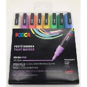 uni Декоративен маркер, 0, 9-1, 3 мм, UNI "Posca PC-3M", 8 различни пастелни цвята 2UPC3MPASTELL (2UPC3MPASZTELL)