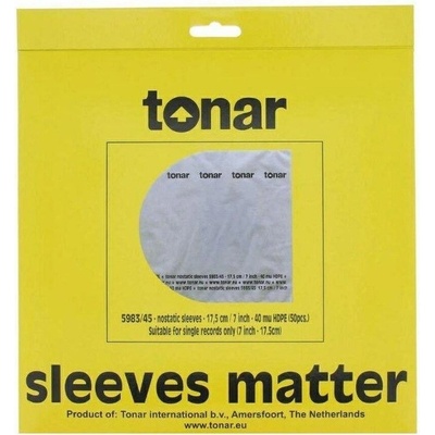 TONAR Nonstatic Inner Record Sleeves 7 Inch 50 pack