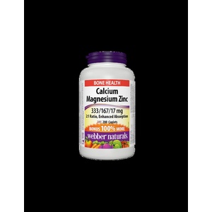 Webber Naturals Калций, Магнезий и Цинк, 200 каплети (3867 wn)