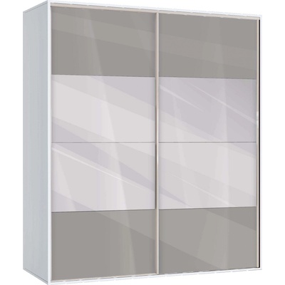 Bogdan Furniture G Двукрилен гардероб с плъзгащи врати Мебели Богдан Модел bm-ava 51, сив гланц с бяло