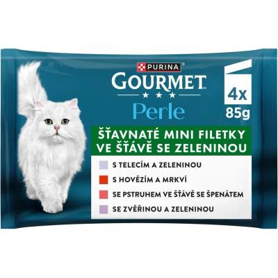 Gourmet Капсули Gourmet Perle, мини филета със зеленчуци в сос 4 x 85 г