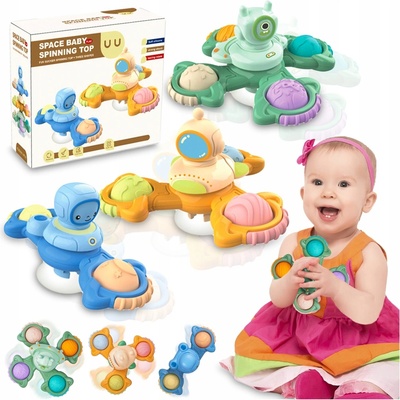 Fidget Spinner HRAČKA DO VANY 3x Senzorická hračka s přísavkou chrastítko