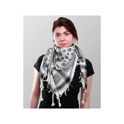 šátek Arafat Palestina bílý s lebkami