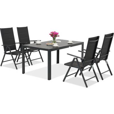 Garden Point Градински мебели от алуминиев polywood Verona Garden Point за 4 души черни (GAP1199-4)