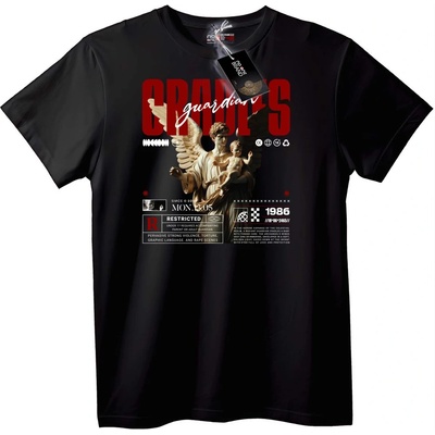 NOONEBRAND Тениска Пазещ Ангел 1986 - XL, Black